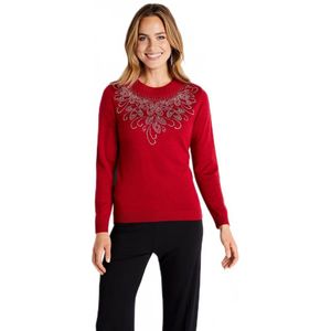 Zachte strass-trui met opstaande kraag