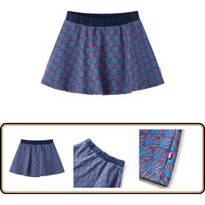 Kinderrok - Marineblauw - Maat 116 - Pauw Kinderrok - Meisjesrok - Pauwenprint - A-lijn Rok - Kindermode