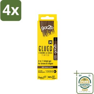 Got2B - 2-in-1 Gel - Brows & Edges Donkerbruin - 16 ml - Voordeelverpakking - 4 stuks - Donkerbruine gel - 2-in-1 gel