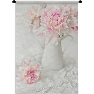 Wandkleed Stillevens Bloemen - Stilleven bloemen in karaf Wandkleed katoen 60x90 cm - Wandtapijt met foto