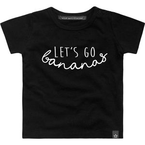 Your Wishes Let's Go Bananas Shirt - Shortsleeve - Zwart - Unisex - 110/116