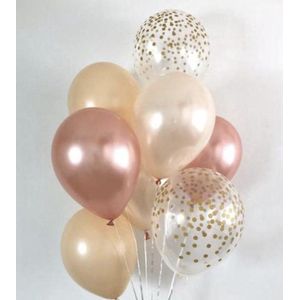 Huwelijk / Bruiloft - Geboorte - Verjaardag ballonnen | Rosé Goud  / Wit / Off-White - Perzik / Beige - Transparant / Polkadot Dots | Baby Shower - Kraamfeest - Fotoshoot - Wedding - Birthday - Party - Feest - Huwelijk | Decoratie | DH collection