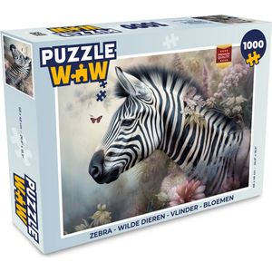 Puzzel Zebra - Wilde dieren - Vlinder - Bloemen - Legpuzzel - Puzzel 1000 stukjes volwassenen