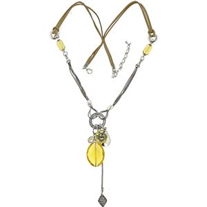Behave Lange ketting geel 60 cm lengte + 7,5cm verlengketting - Hanger met engel