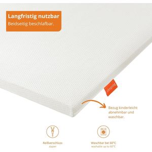 sleepling 100 x 200 x 5 cm topper extra stevig topmatras, hardheidsgraad 4 vanaf 100 kg, matras topper, wasbaar, Ökotex