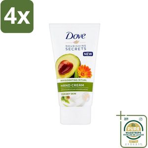 Dove Nourishing Secrets - Handcrème - Avocado olie & Goudsbloem extract - Droge huid -75 ml - Voordeelverpakking - 4 stuks - Goudsbloem - Droge handen