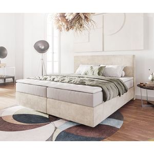 Boxspringbed Dream-Well Cord Beige 180x200 cm met Pocketveringmatras en Topper