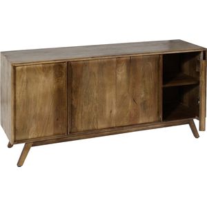 Dressoir MCW-L96, ladekast dressoir, 4 vakken en 4 planken, massief mangohout 72x146x43cm MVG, naturel