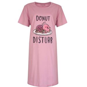 Temptation Dames Nachthemd - Bigshirt - Slaapkleed - Korte Mouwen - 100% Katoen - Roze - Maat L