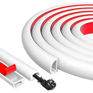 Allecto Plus - Zelfklevende kabelafdekking met 2 meter lengte in PVC wit voor thuiskantoor televisie kabelkanalen.