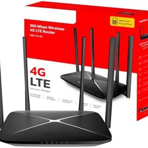 WNHB® 4G LTE Router met SIM-kaartslot – Tot 150 Mbps – Plug & Play – Draadloze WiFi Router – 4 LAN-poorten – Ondersteunt tot 32 Apparaten – N300 Snelheid