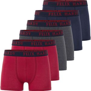 Felix Hardy Boxer - Boxershort Multipack 6 Pack - Onderbroek Mannen - Ondergoed - 95% Katoen Heren Antraciet-Navy-Bordeaux - M