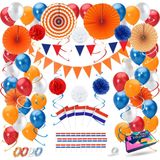 Fissaly 119 Stuks Nederland Decoratie Set – Versiering Rood, Wit & Blauw – Koningsdag – Nederlands Thema Feest – Ik hou van Holland – Verjaardag