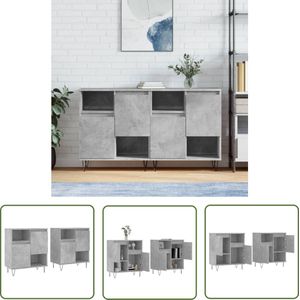 The Living Store Dressoirs 2 st bewerkt hout betongrijs - Dressoir - Meubel - Houten Dressoir - Vintage Dressoir - Grijze Dressoir