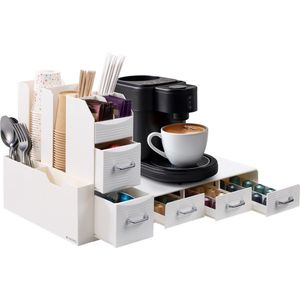 Navaris - Koffiecups Houder - Wit - Set van 5 Lades - Geschikt voor tot 48 Cups