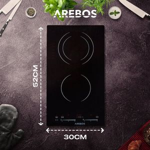 AREBOS glaskeramische kookplaat met 2 kookplaten en Sensor Touch 2 Zone kookplaat