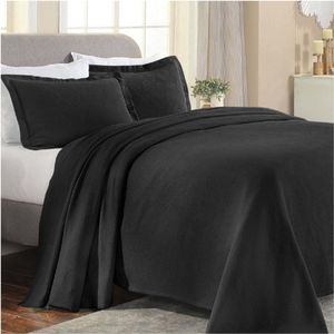 Katoenen Bedspread – Zwart – King – Luxe Zwarte Sprei Voor Alle Seizoenen – Comfortabel En Ademend Beddengoed