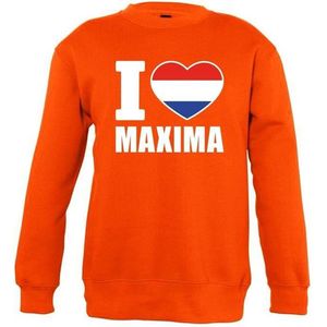 Oranje I love Maxima sweater kinderen 9-11 jaar (134/146)