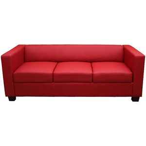 3-zits bank loungebank Lille ~ leer, rood