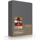 Romanette - Velours - Hoeslaken - Tweepersoons - 140/150x200/220 cm - Antraciet