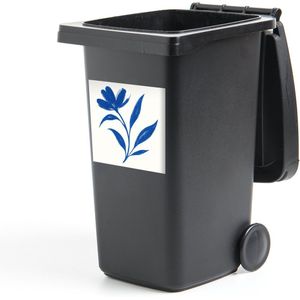 Container sticker Bloem - Blaadjes - Minimalistisch - Blauw - 40x40 cm - Kliko sticker