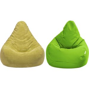 Zitzak - Grote Zitzak Volwassenen - Binnen Zitzakken Lounge - Zitzak Woonkamer - Hoge Rug Gaming Zitzak Stoel - Bean bag Ligstoel - Set van 2