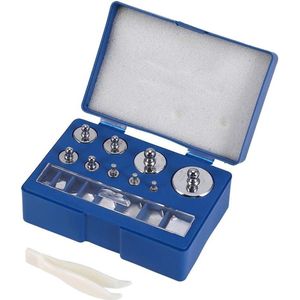JGS Premium - Kalibratiegewicht Precisie Kalibratie Grammen Set van 17 Gewichten met Pincet 212 g 10 mg - 100 g voor Digitale Sieradenschaal Laboratorium Studie Gewichten