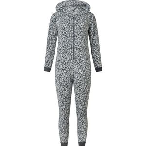 Cocodream meisjes onesie Fleece - Leopard - 128 - Grijs