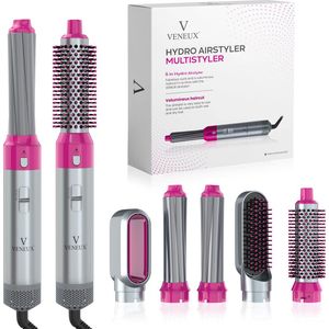 VENEUX® Föhnborstel - Airstyler - Krulborstel - Warmteborstel - 5 in 1 Multistyler - Grijs