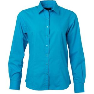 James and Nicholson Dames/dames Poplin-shirt met lange mouwen (Turquoise)