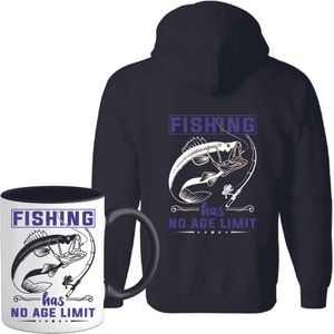 T-Shirtknaller Vest met koffiemok | Fishing Has No Age Limit  - Vis / Vissen / Vishengel Kleding | Heren / Dames Vest Cadeau | Kleur zwart | Maat S