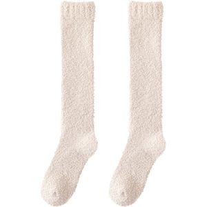 Damessokken van pluche - 35 cm buislengte - 22 cm onderkant - Zachte warme sokken - Schattige en comfortabele pluche wintersokken - Koraalfleece sokken - Winterse pluche verdikking warme kuitsokken - Slaapsokken - Pluche sokken