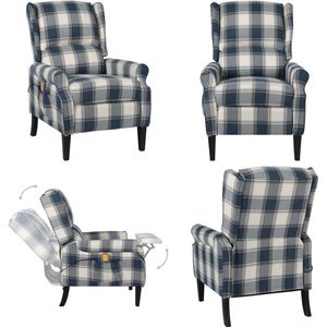 vidaXL Massagestoel verstelbaar stof blauw - Massagestoel - Massagestoelen - Verstelbare Massagestoel - Verstelbare Massagestoelen
