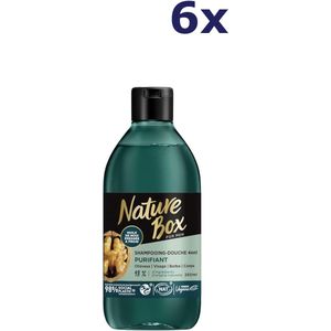 6x Nature Box - 4-in-1 reinigende douchegel en shampoo - Met notenolie 250ml