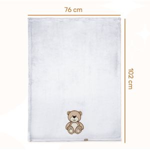 Be Mammy Babydeken - Dekbed - Kinderdeken - Wiegdeken - Dekentje Baby - 76 x 102 cm - Licht grijs - beer - BE-BE20-168-BBL