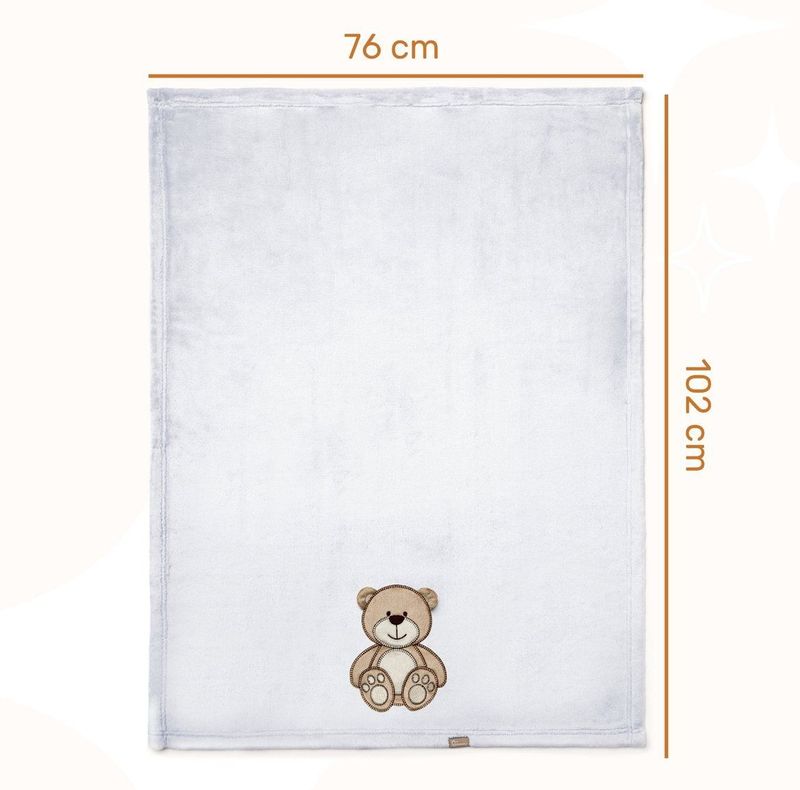 Be Mammy Babydeken - Dekbed - Kinderdeken - Wiegdeken - Dekentje Baby - 76 x 102 cm - Licht grijs - beer - BE-BE20-168-BBL