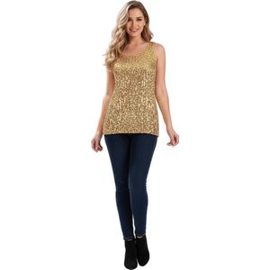 Goud - Glitter Hemd - Dames - Mouwloos - Stijlvol - One Size