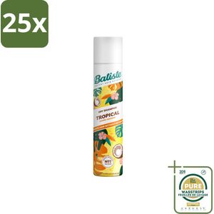 25 x Batiste - Tropical - Droogshampoo - Tropische Geur - Verfrist en Stylet - 200ml - Grootverpakking - Droogshampoo - Tropische Geur - Fris Haar - Vet Haar - Volume Haar