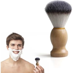 Scheerkwast voor Mannen - Ergonomische Houten Scheerkwast met Synthetische Vezels
