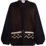 usha - FESTIVAL - Gebreid Vest - Crème / Bruin - V-hals - Aztec Print