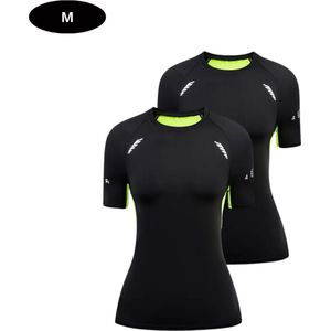 Bovista Sportshirt Dames - Sport - Fitness - Compressie Shirt - Corrigerend Hemd - Sportkleding - Vrouwen - 2 Stuks - Groen - M