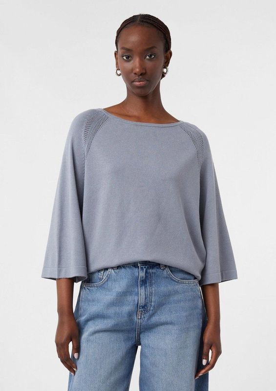 COMMA - Trui - Basaltgrijs - Losse Pasvorm - Driekwart Mouw