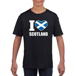 Zwart I love Schotland fan shirt kinderen 134/140