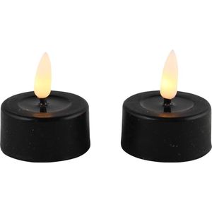 Theelichtjes - zwart - 4,5x2,2cm - 2 stuks - waxinelichtjes - led kaarsen met flikkerende vlam - led kaars