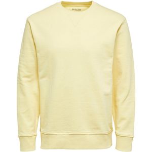 Selected - Jason Sweatshirt - Geel - Gebreid Herensweatshirt - Lange Mouwen - Ronde Hals