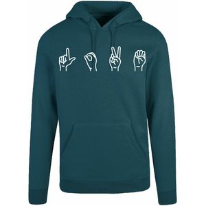 7311 - Hoodie - Gebarentaal; Love-Bottle Green-XL