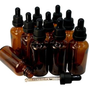 50x Pipetflesjes 50ml - Glazen Flesje met Pipet - Lege 50 ml Pipetflesjes met Garantiesluiting