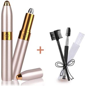 Gluxury Originele Wenkbrauw Trimmer  + Borstel Set – Best getest en Extra Veilig - Wenkbrauw Epilator – USB oplaadbaar – precisietrimmer – Epileerapparaat