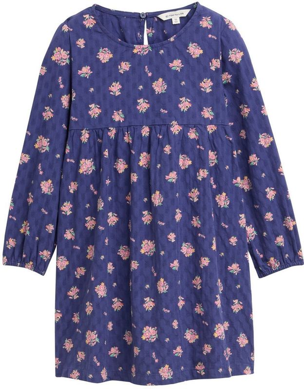 TOM TAILOR - Jurk - Nachtblauw - A-lijn - Katoen - Bloemenprint