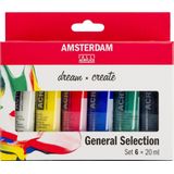 Amsterdam Standard Series acrylverf algemene selectie set | 6 × 20 ml